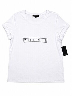 NWT Eloquii Killin' It Graphic Tee White Short Sleeve T-Shirt Plus Size 14/16